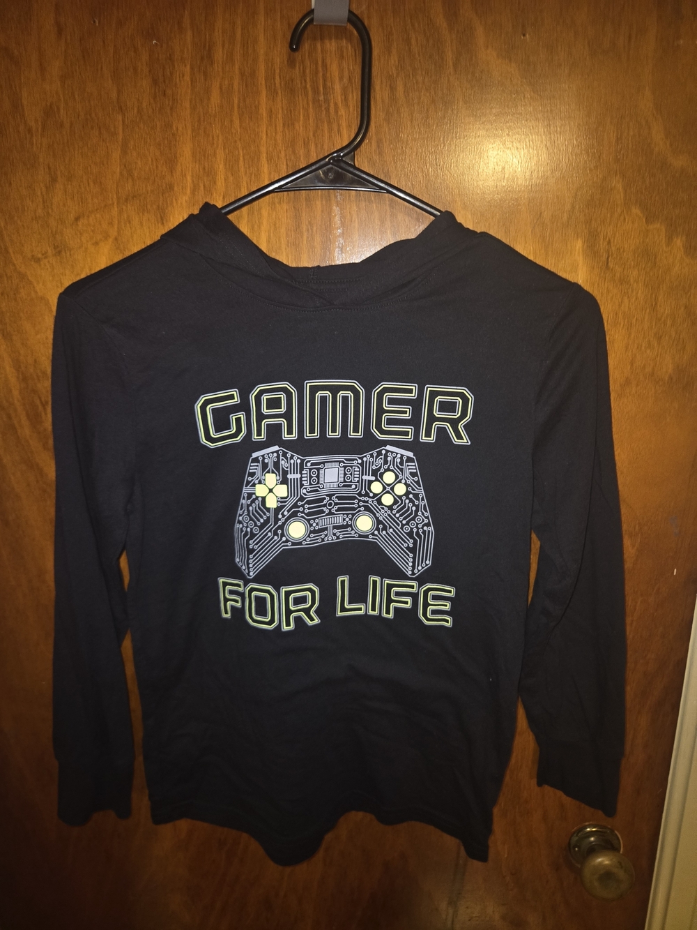 The Children's Place Boys Gamer For Life Hooded Long Sleeve Shirt Black 7/8